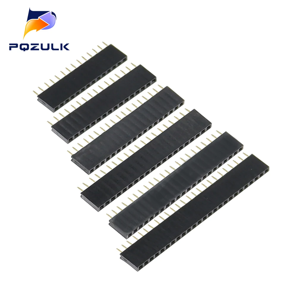 100PCS Single Row Female 2.54MM Spacing Pin Socket Female Header Connector 2P 3P 4P 5P 6P 7P 8P 9P 10P 11P 12P 13P 14P 15P 40P