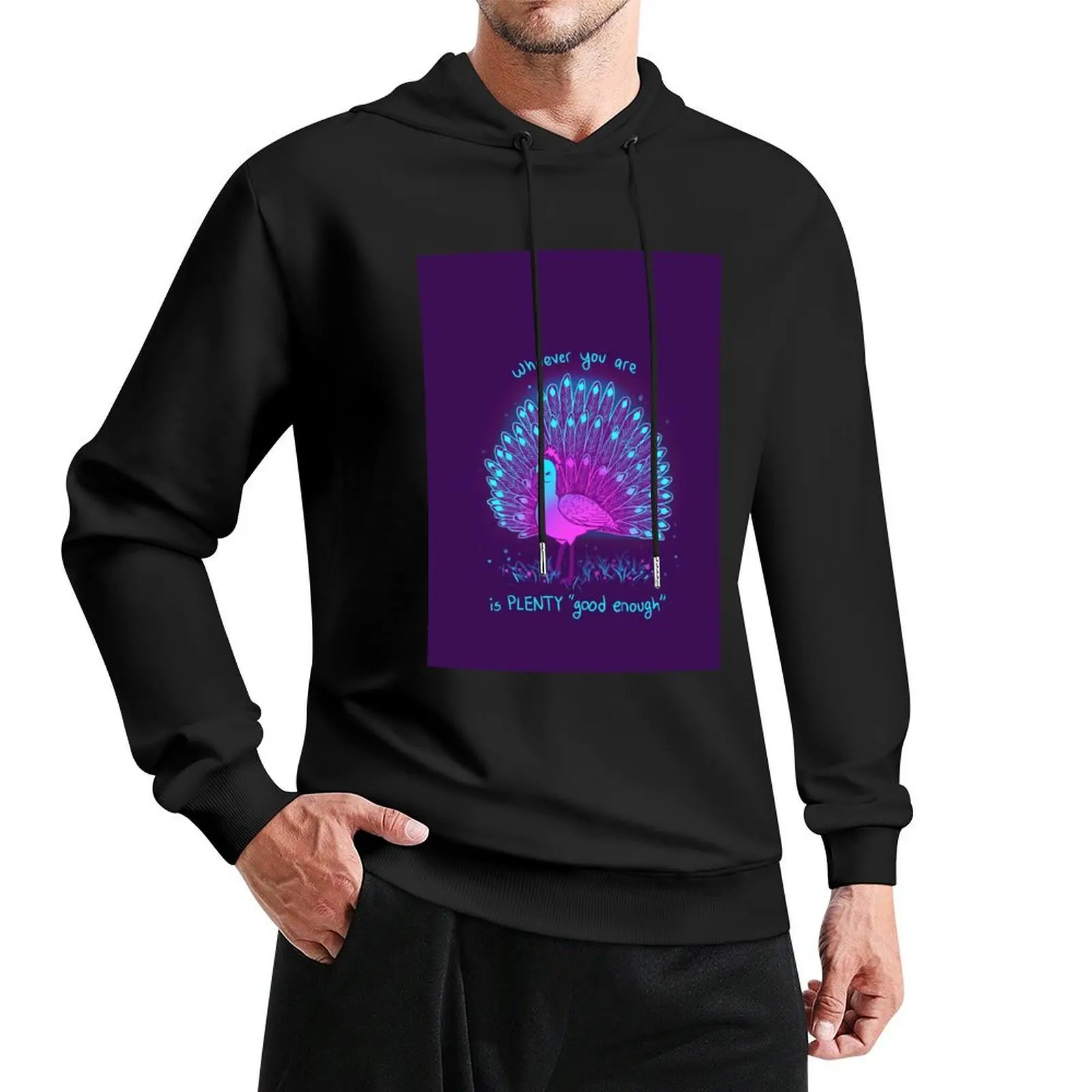 whoever you are is PLENTY good enough Neon Peacock Pullover Hoodie japanese style blouse autumn jacket men mens hoodie