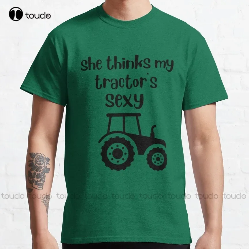 She Thinks My Tractor_S Sexy Classic T-Shirt Kenny Chesney Mens Short Sleeve Shirt Custom Gift Xs-5Xl All Seasons Unisex Retro