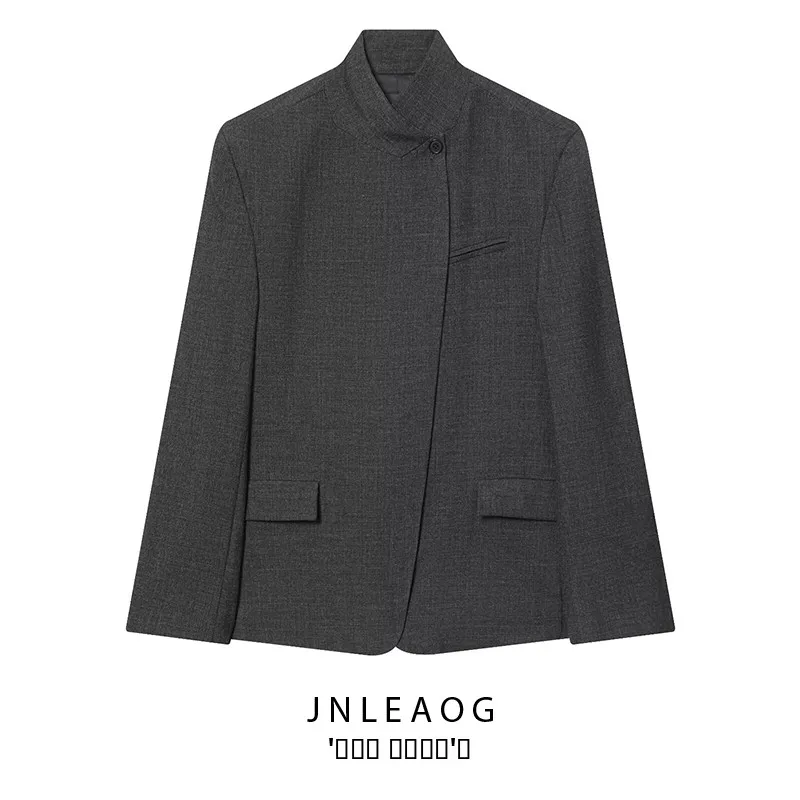 

JNLEAOG Autumn New Faionable Woolen Suit Jaet Women's Busin Casual Long Sve Polyester Blend One Button Closure