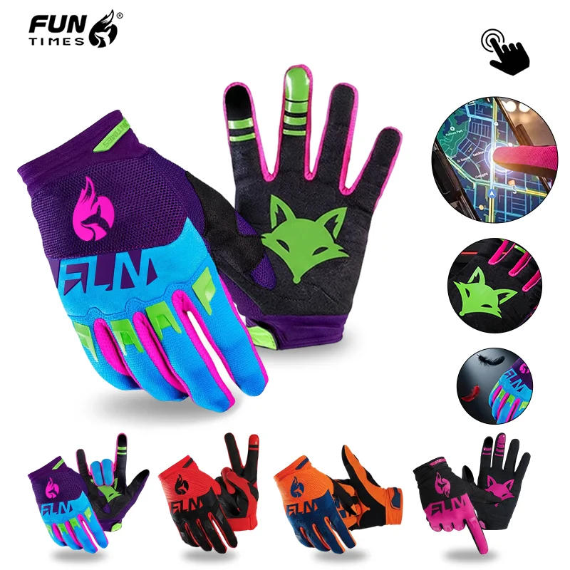 FUNTIMES Men's Off-road Racing Gloves Downhill Mountain Bike Motorcycle Full Finger Gloves