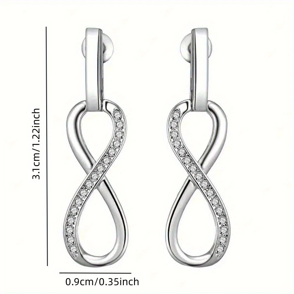 أقراط متدلية بتصميم علامة إنفينيتي الإبداعية، أسلوب بسيط أنيق مع أقراط لامعة، أذن الحب الأبدي - بدون صندوق #4