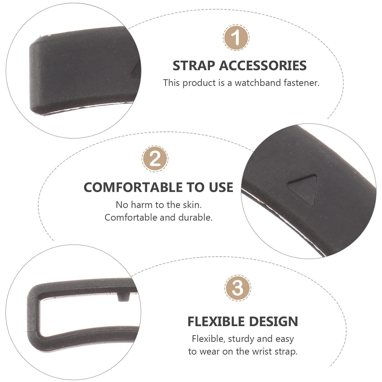 

6pcs Electronic Circle Watch Band Fastener Silicone Retaining Hoop Anti-Slip Strap Clasp Locker for Smartwatches Flexible