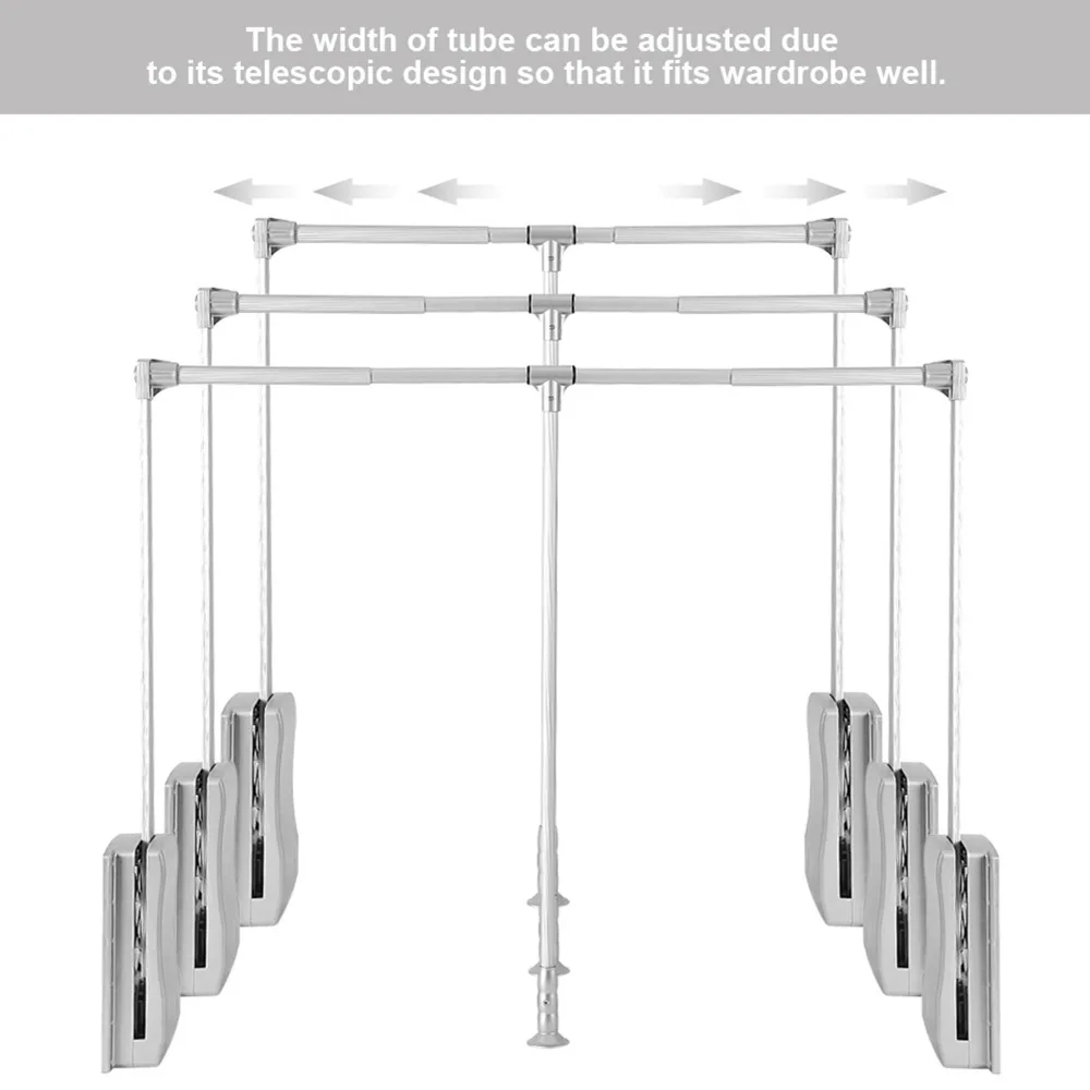 Garderobe, Lift/Pulldown verstellbare Breite Kleider schrank Kleider stange weiche Rückgabe platzsparend, 19.29 ~ 25 Zoll, Garderobe