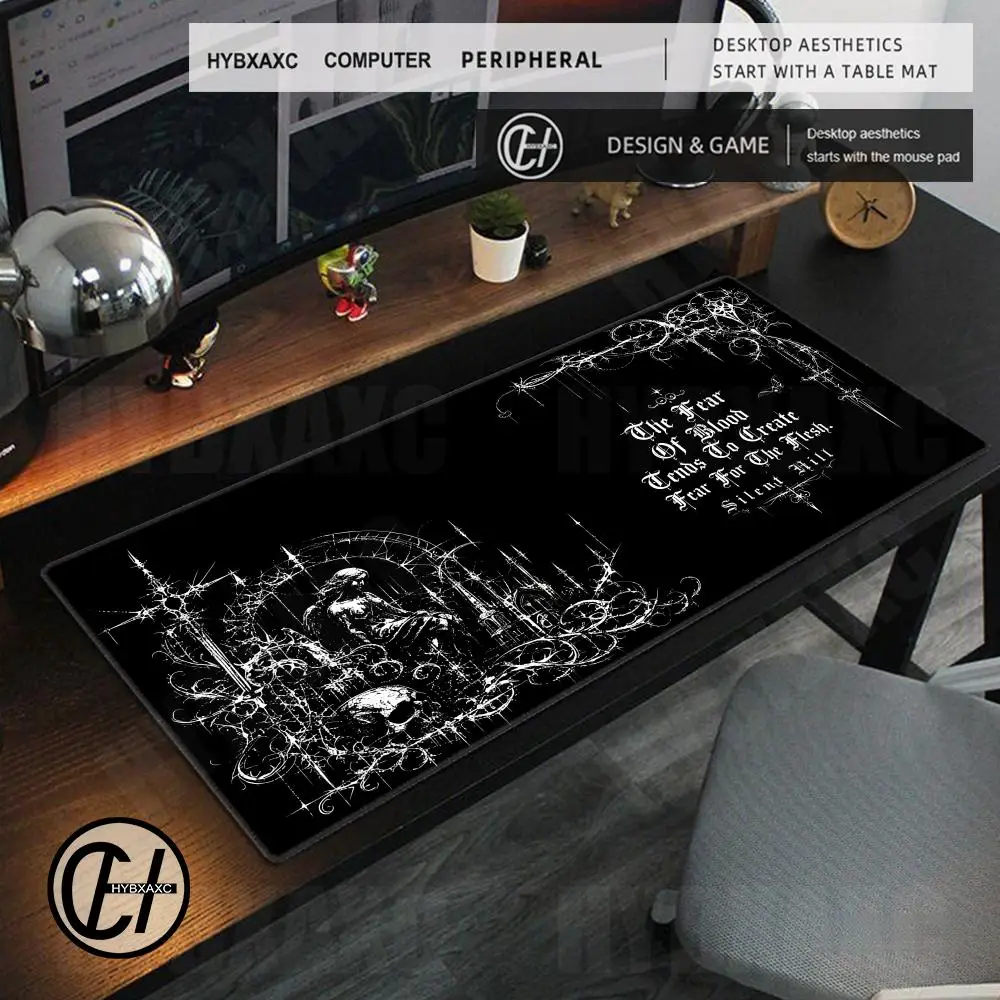 Silent Hill Gothic Gaming Mouse Pad Large Dark Cybersigilism Desk Mat Horror Aesthetic Mousepad Black Castle Skull Art Deskmat