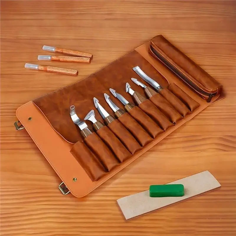 SOFT-Wood Carving Kit-15Pcs Tools With Storage Bag For Wood Whittling-Woodworking Hobby For Beginners