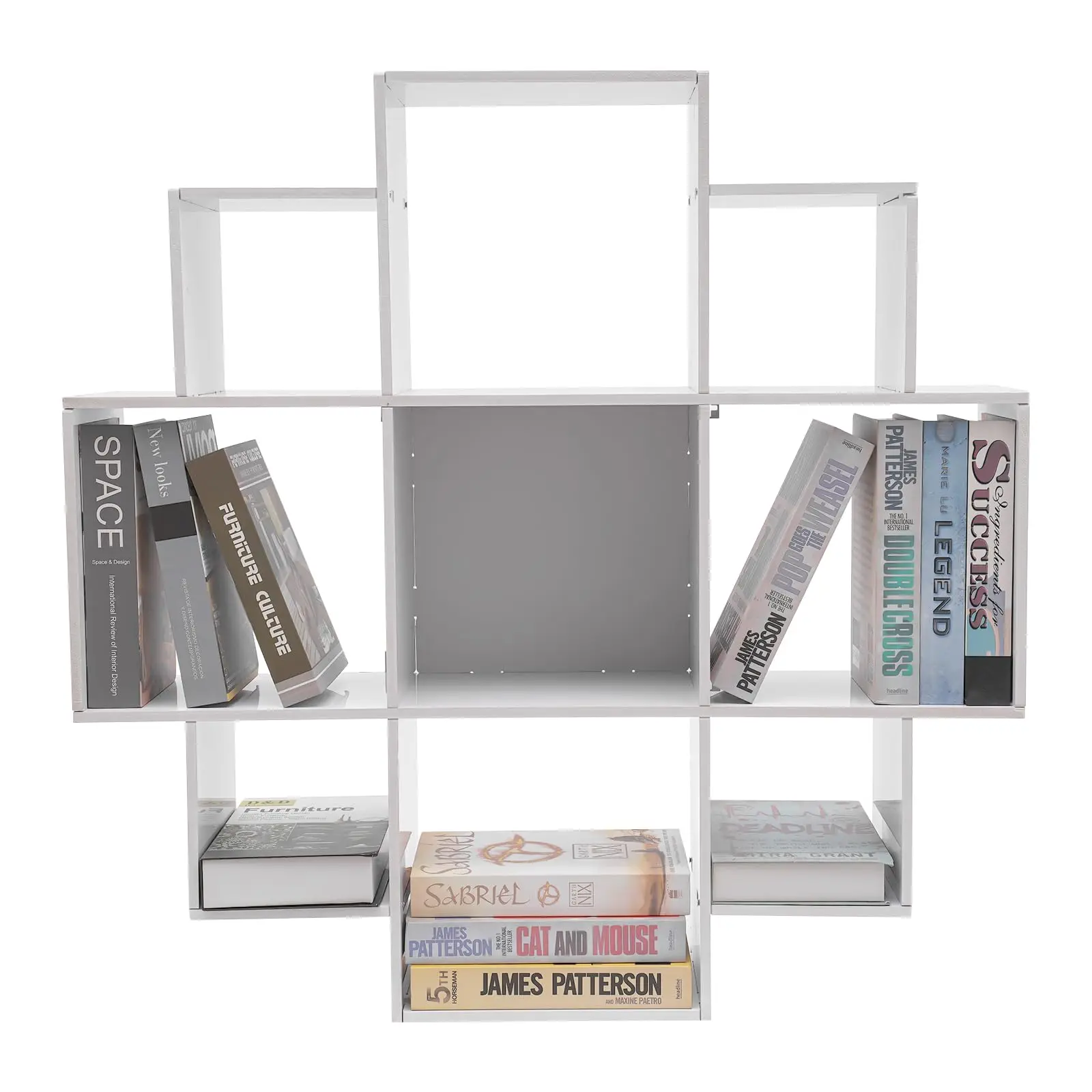 

Настенная книжная полка, необходимая настенная полка, полка для хранения большой вместимости, открытый книжный шкаф для хранения с 9 отделениями, нагрузка C