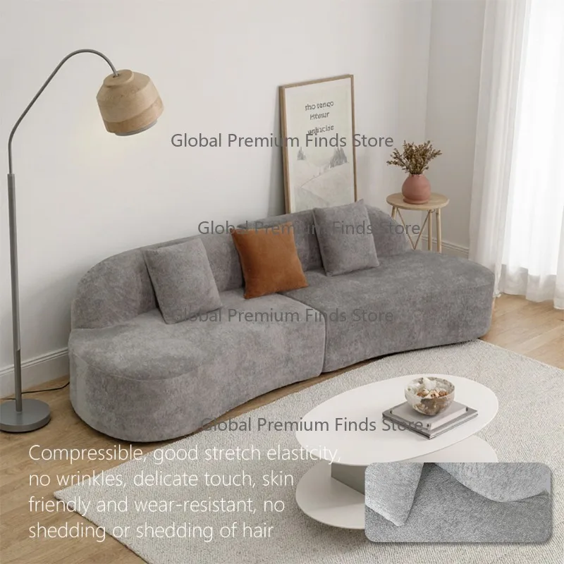 

Modern L-Shape Foldable Fabric Sofa with Pure Foam Filling Three Seat Apartment Living Room Hotel Use Curved Design