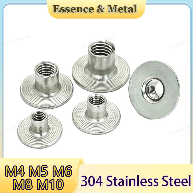 304 Stainless Steel T-Nuts Flange-Face Plate Nuts M4 M5 M6 M8 M10 1/4 5/16 3/8 Through-Hole Flange Connection Nuts for Furniture