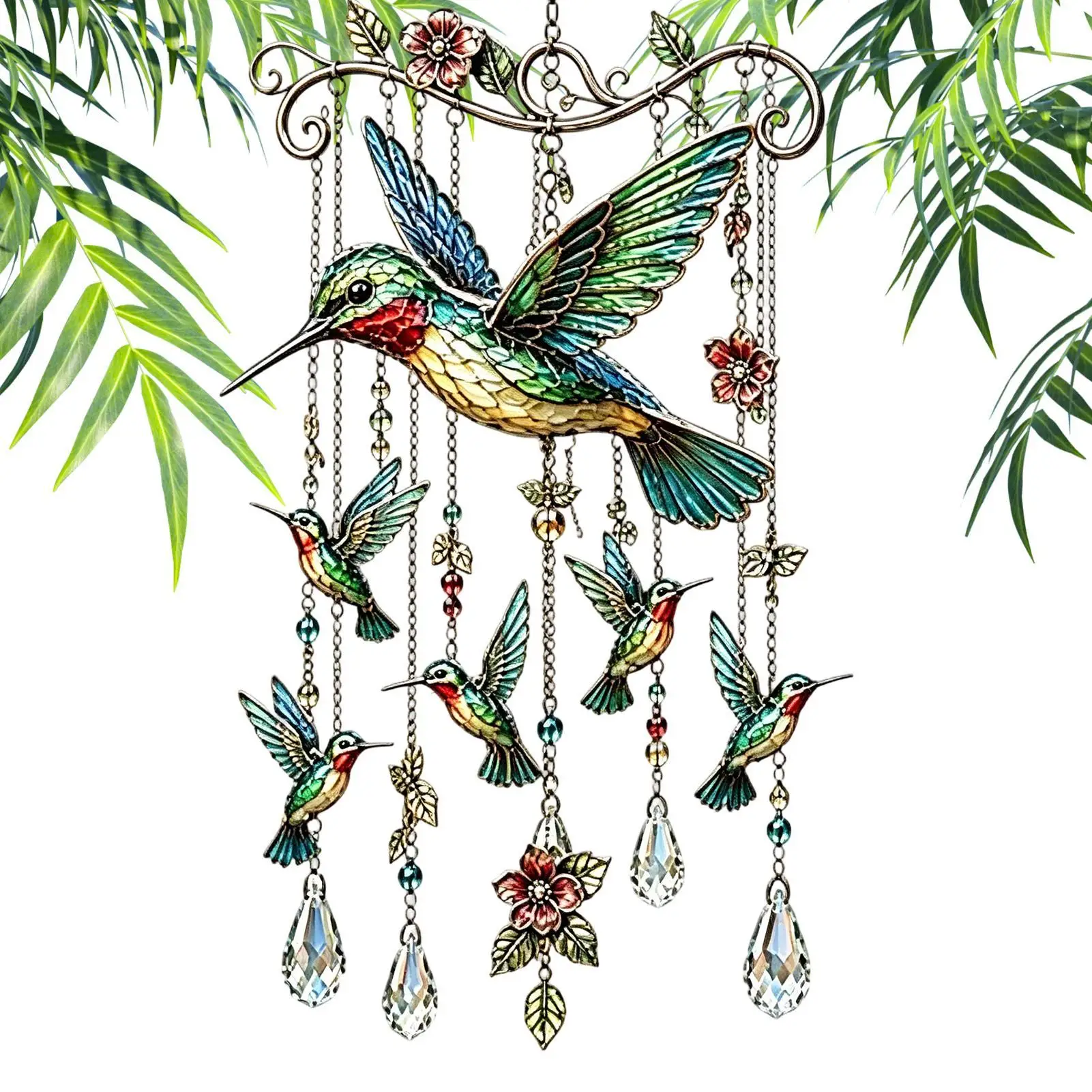 Hummingbirds Wind Chimes Graceful Bird Wind Chimes For Garden Decor Metal Hanging Suncatchers With Pendants Courtyard Home Decor