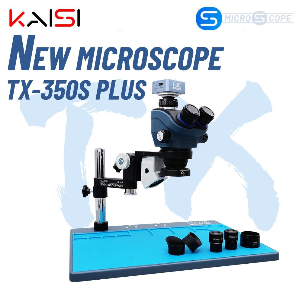 TX-350s Plus Trinocular Stereo Microscope Set 4K Video Camera 3.5X-100X Zoom Simul Focal Trinocular Microscope  For PCB Repair