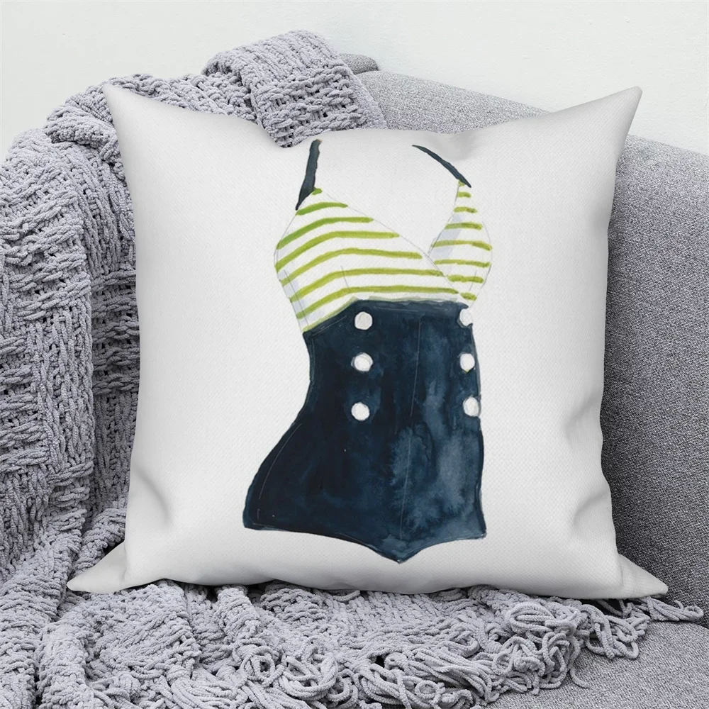 Customizable White Throw Pillowcase Home Decor Sofa Decorative Pillowcase Sexy Swimsuit Printed Cushion Cover