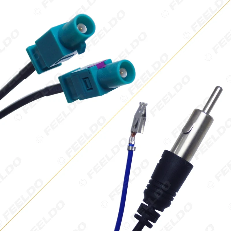 5 Peças de Adaptadores de Antena de Rádio Automotivo FAKRA JACK Duplos Separados para DIN com Amplificador para Sistema de Rádio Audi VW