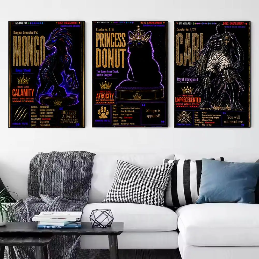 Retro Dungeon Crawler Carl Poster Modern Aesthetic Wall Art Print Room Decoration Items for Bedroom Home Decor Gift