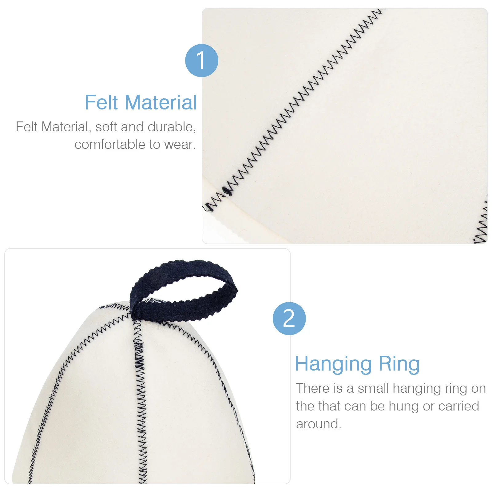 

2Pcs Felt Sauna Hat Thick Heat Insulation Bathing Hat Moisture Absorbing Lightweight Steam Room Cap Portable Sauna Supply