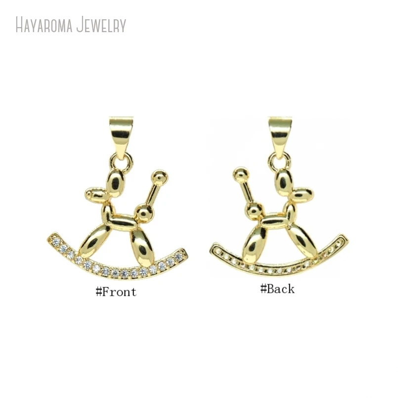 

10Pcs Invisible Setting Pendant Gold Color Jewelry Animal Animals Puppy Wholesale Copper Metal Cubic Zirconia Charms PM52830