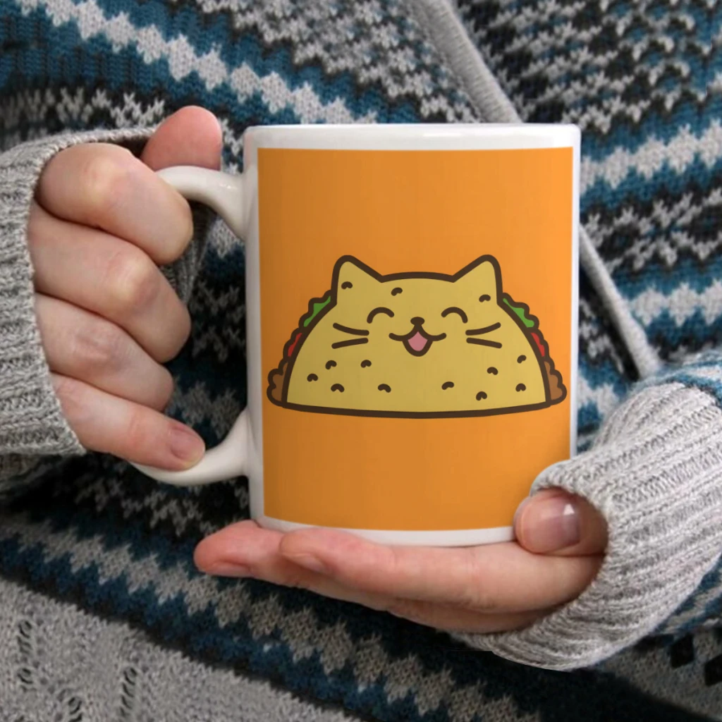 

Кофейная кружка Taco Cat, чайная чашка, кофейная чашка 11 унций, забавная керамическая кружка на день рождения, персонализированная чашка
