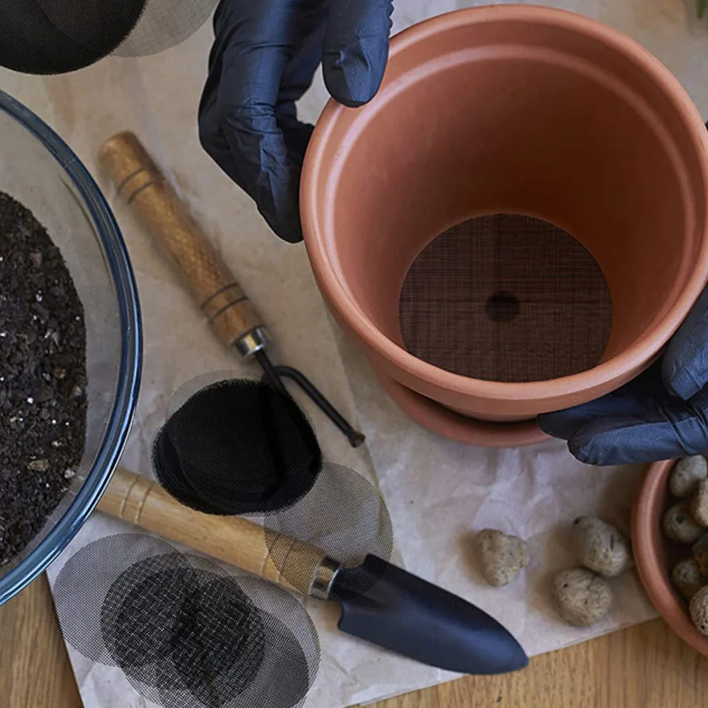 

200pcs Flowerpot Mesh Pads Breathable Fiberglass Net For Plant Pot Gaskets Garden Flowerpot Bottom Mat Bonsai Pot Mats Drainage