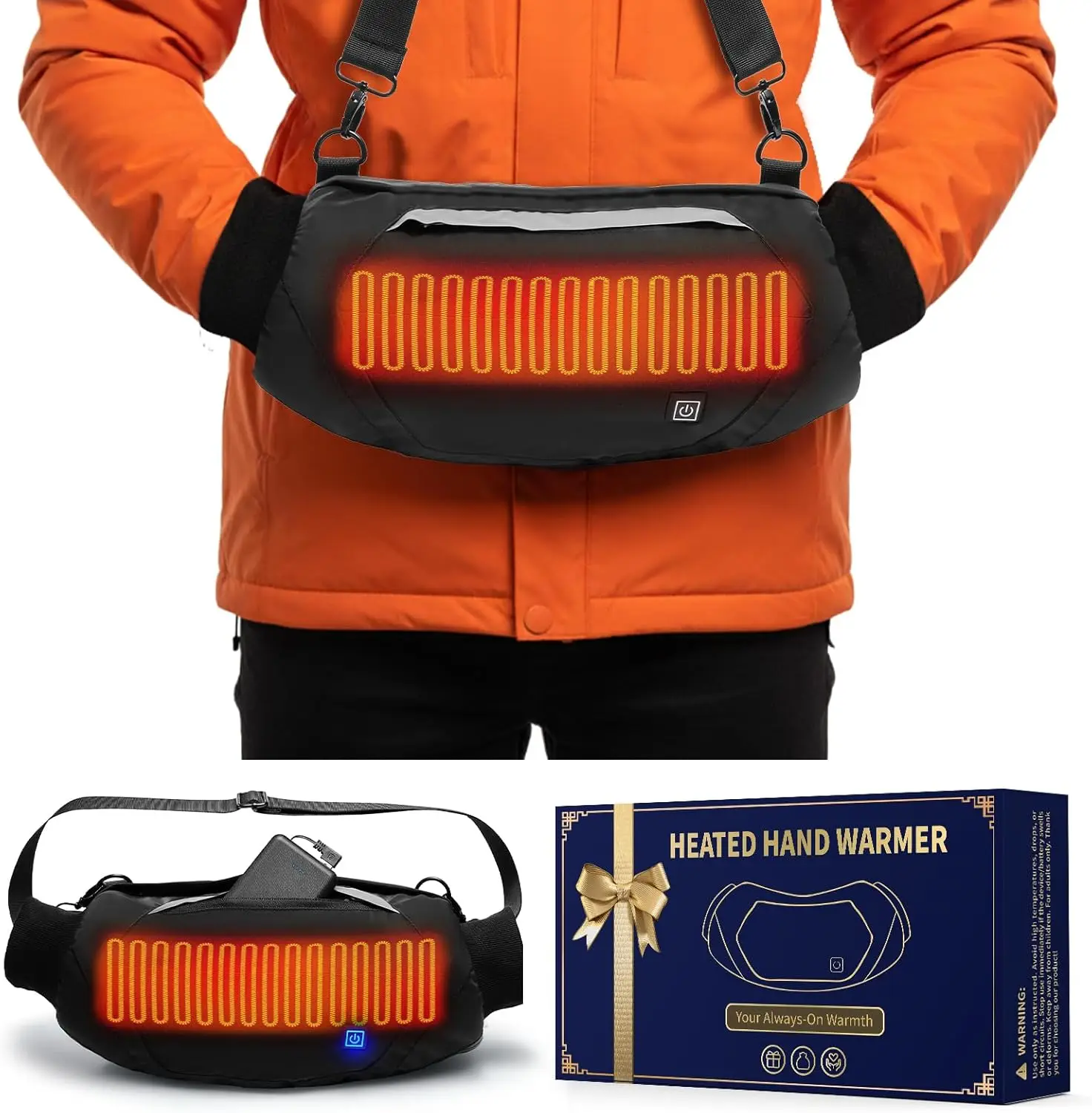 

Перезаряжаемая грелка для рук на 10000 мАч с 3 режимами нагрева, портативная грелка-накладка для активного отдыха на природе