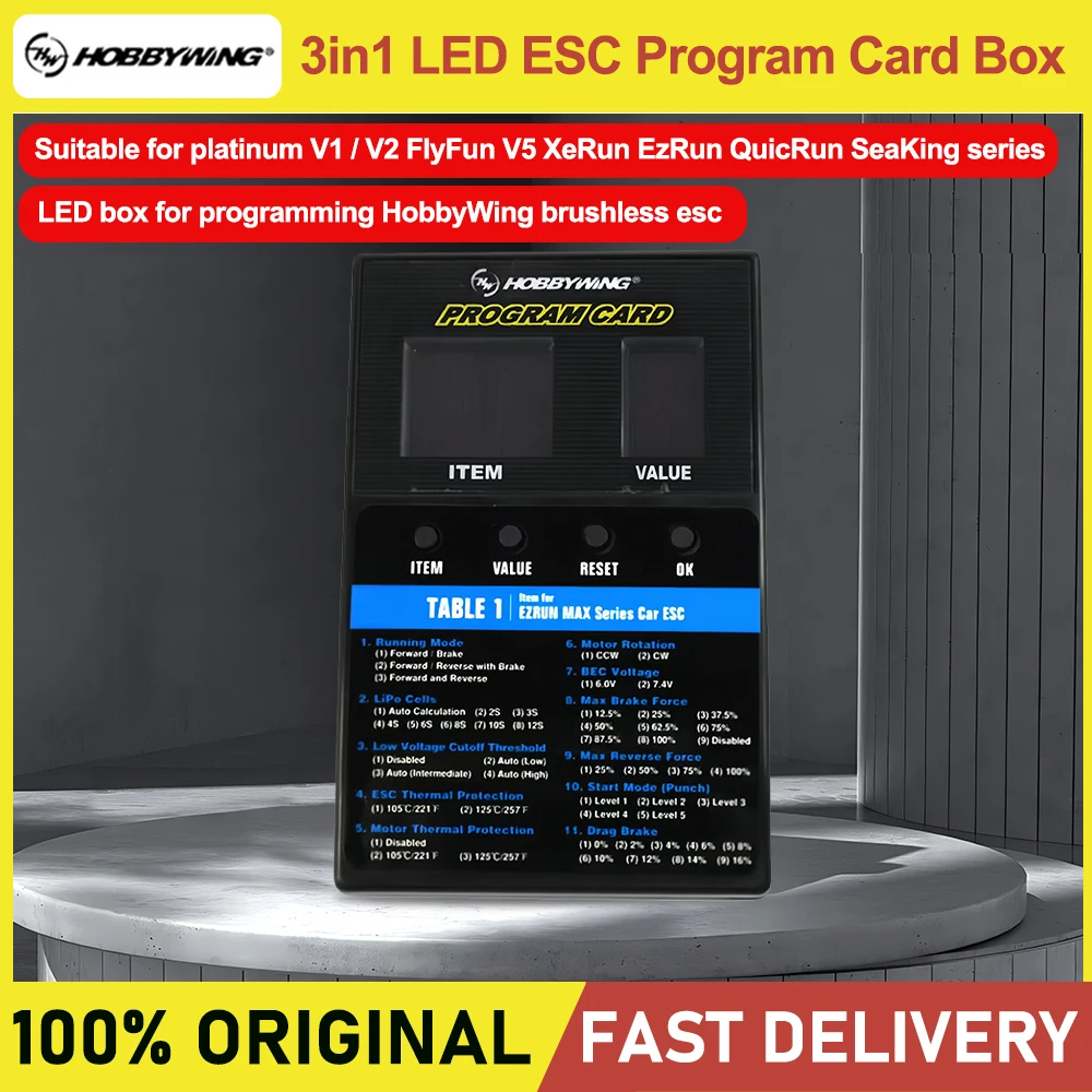 HOBBYWING 3 in 1 LED ESC Program Card Box per XERUN, EZRUN MAX, Platinum e SEAKING: La Soluzione Definitiva per la Programmazione degli ESC RC