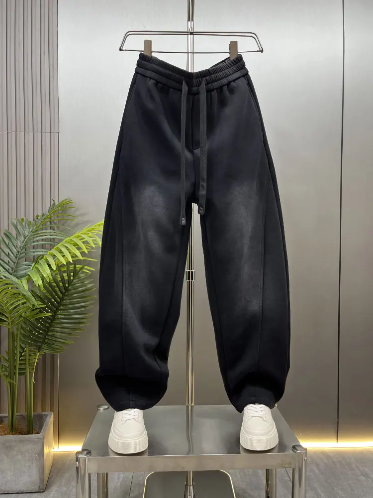 

Мужские повседневные брюки с начесом, прямого кроя, свободного покроя, осенне-зимние, модные, молодежные, универсальные, широкие брюки-кюлоты Haome