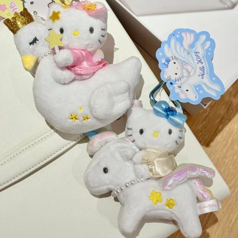 Nova coroa real kitty gato unicórnio cisne boneca de pelúcia pingente kawaii sonhador sanrio feminino unicórnio dos desenhos animados boneca chaveiros presente