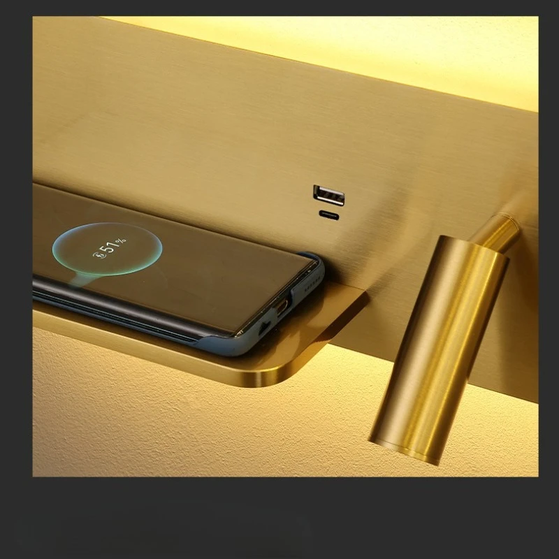 Wireless Charging Reading Wall Lamp with Switch Backlight Atmosphere Wall Hanging Lamp Bedroom Bedside High-end Wall Lights