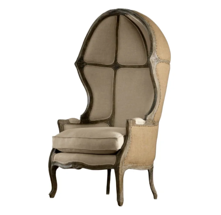 

Wooden fabric single bird cage chair Solid wood retro old princess room space chair High back sofa chair