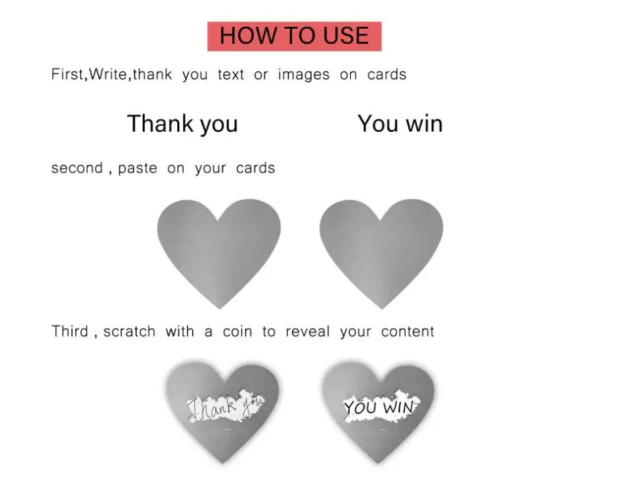 300pcs 30X35mm 5 colors Scratch Off Stickers Heart Shape Labels sticker DIY handmade for game Scratch Sticker Labels stationer