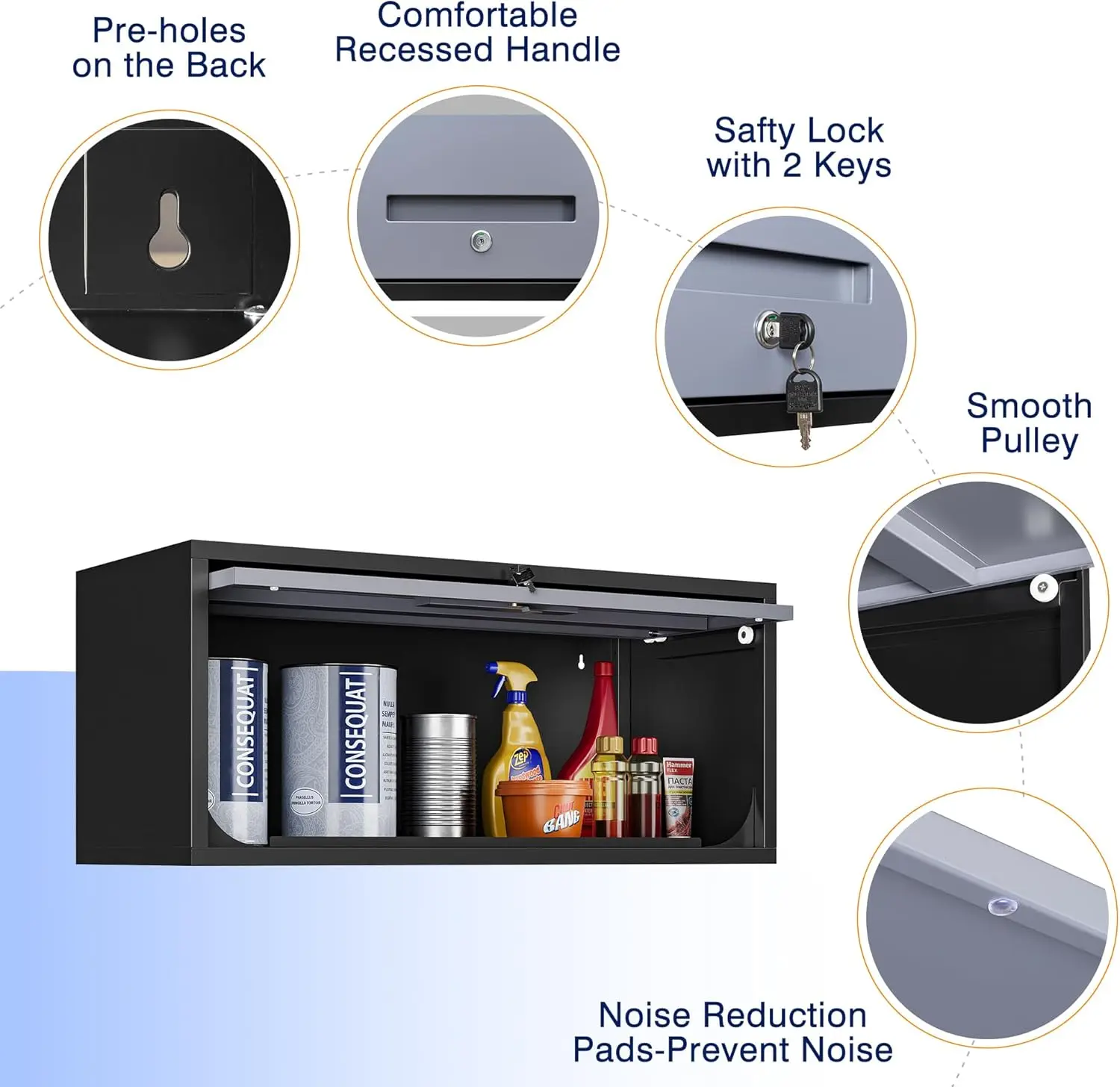 خزانة حائط جراج معدنية مع أبواب، خزانة تخزين معدنية مثبتة على الحائط، خزانة أدوات جراج عائمة، مطبخ، مستودع