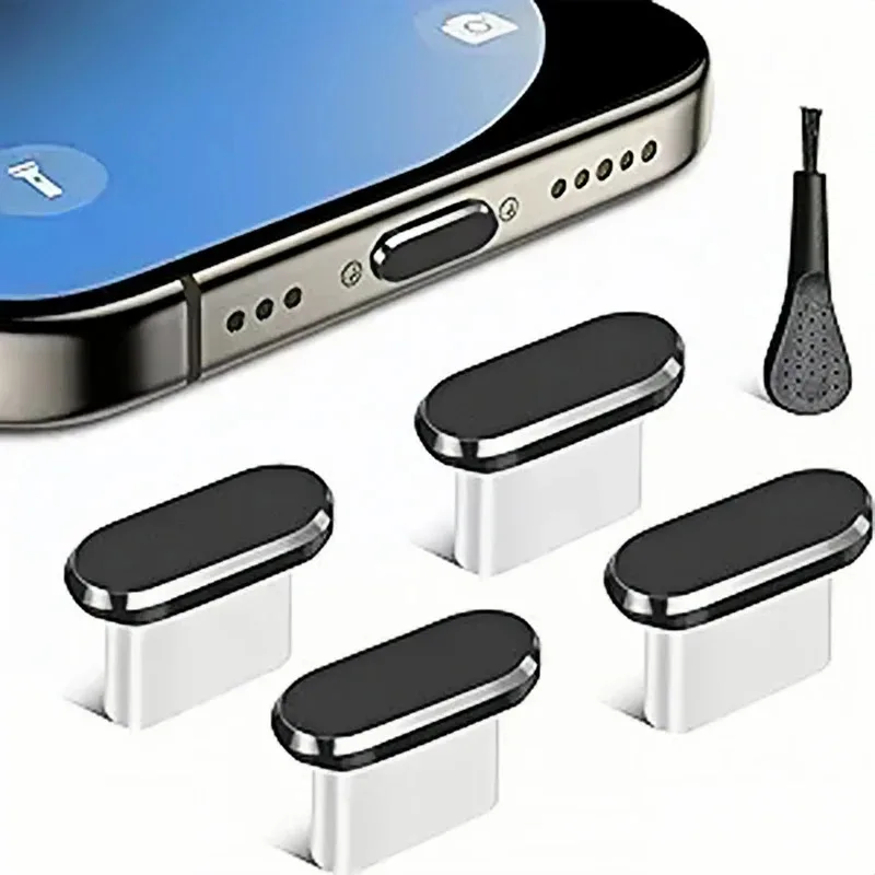 

4Pcs USB C Dust Plug With Cleaning Brush Anti Cover Charging Port Cover Caps For iphone Samsung All Smart Phone