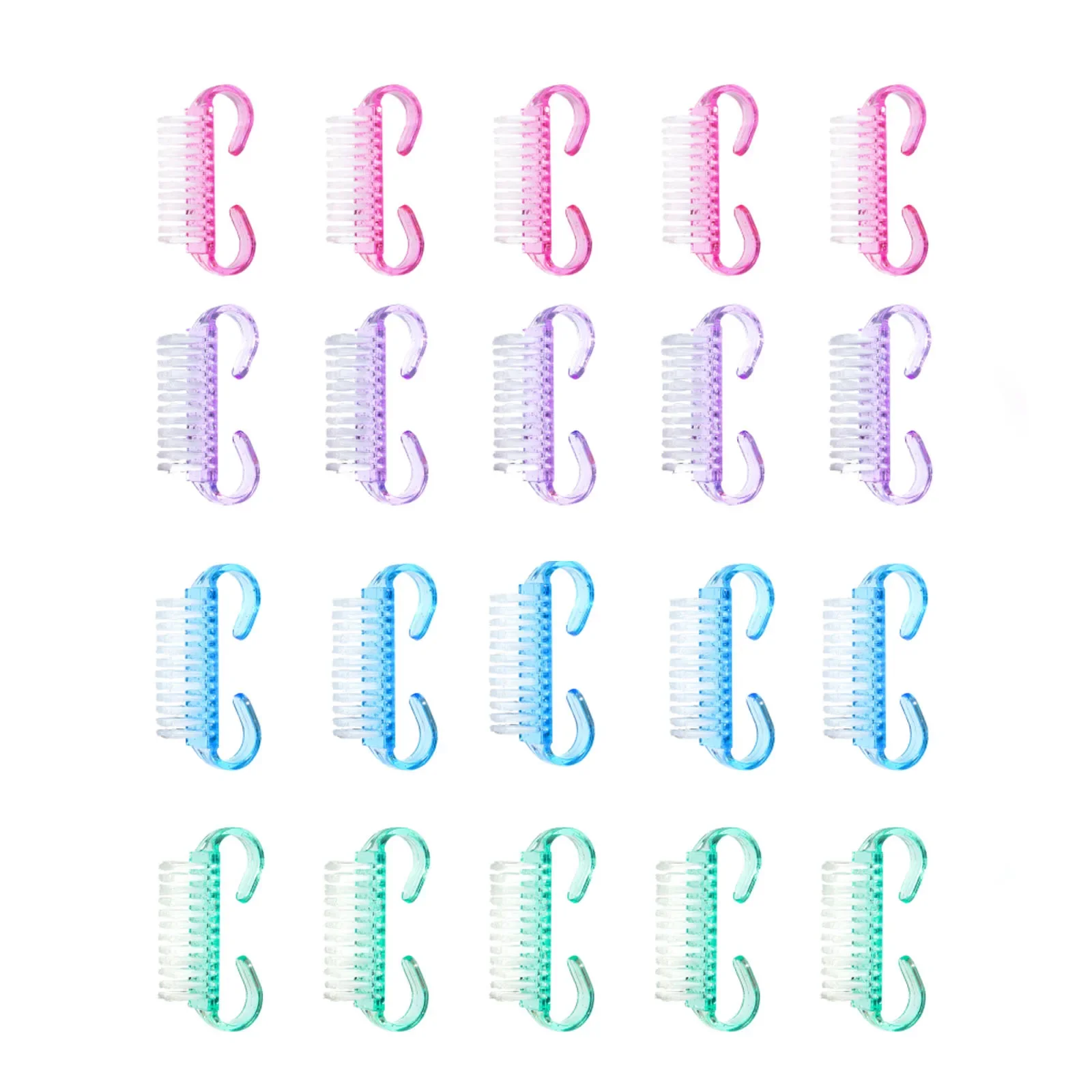 1/5/20 pièces brosse à ongles en acrylique couleur rose Nail Art manucure pédicure doux enlever la poussière en plastique nettoyage brosses à ongles ensemble d'outils de lime