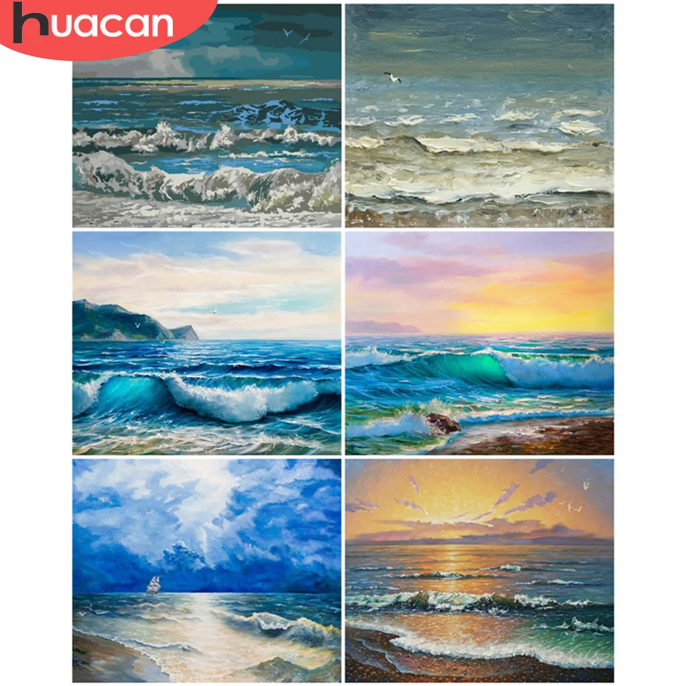 HUACAN DIY Painting By Numbers Seascape Pictures By Number S