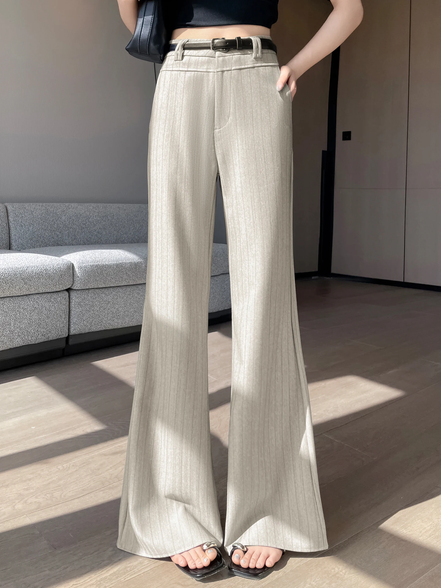 

Женские летние повседневные брюки с высокой талией в ретро-стиле, в полоску, свободного кроя, с защитой от солнца, расклешенные, для похудения