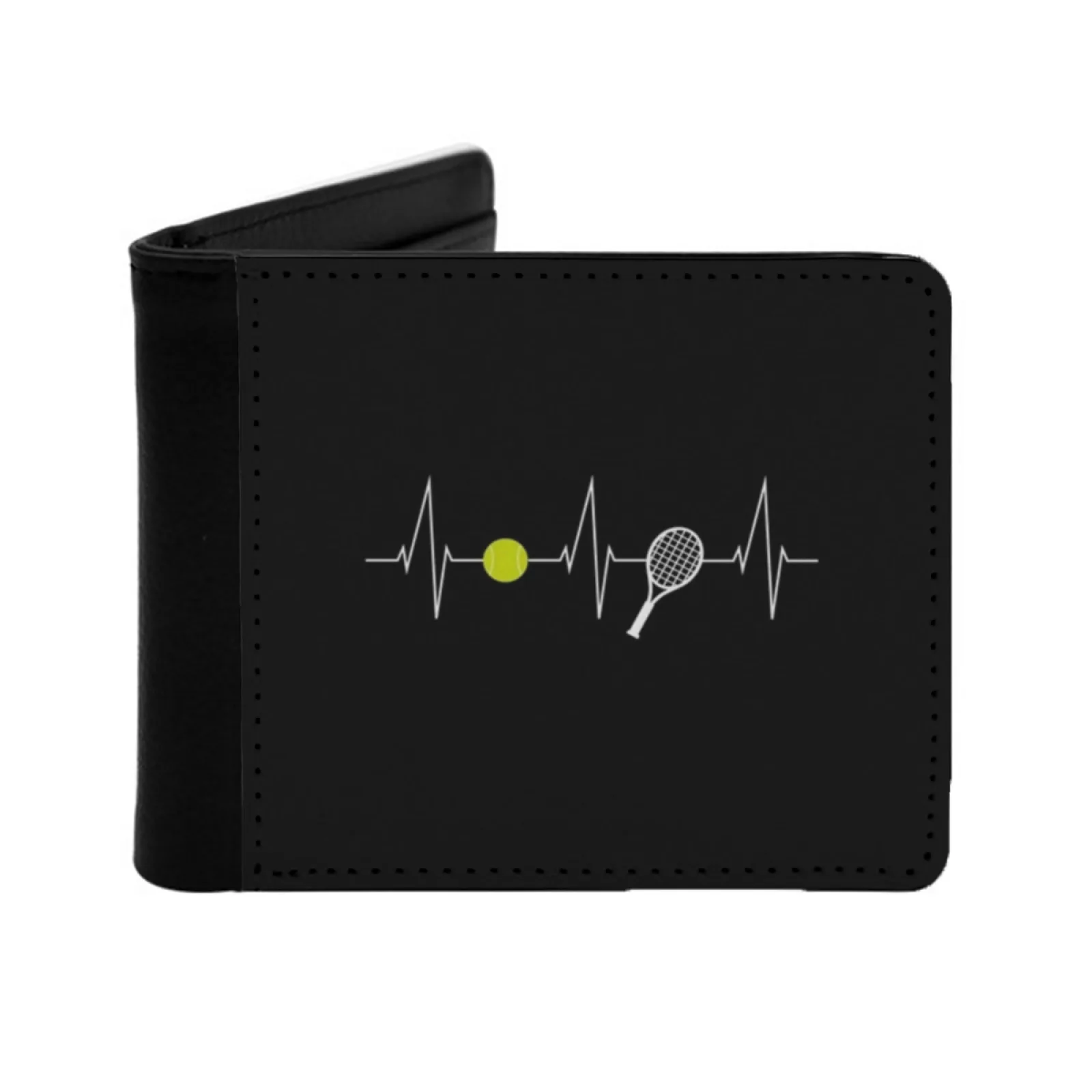 Tennis Tennis Racket Tennis Ball Heartbeat Heart Rate I Love Personalized Men's Leather Wallet Card Money Bag Pu Leather Wallet