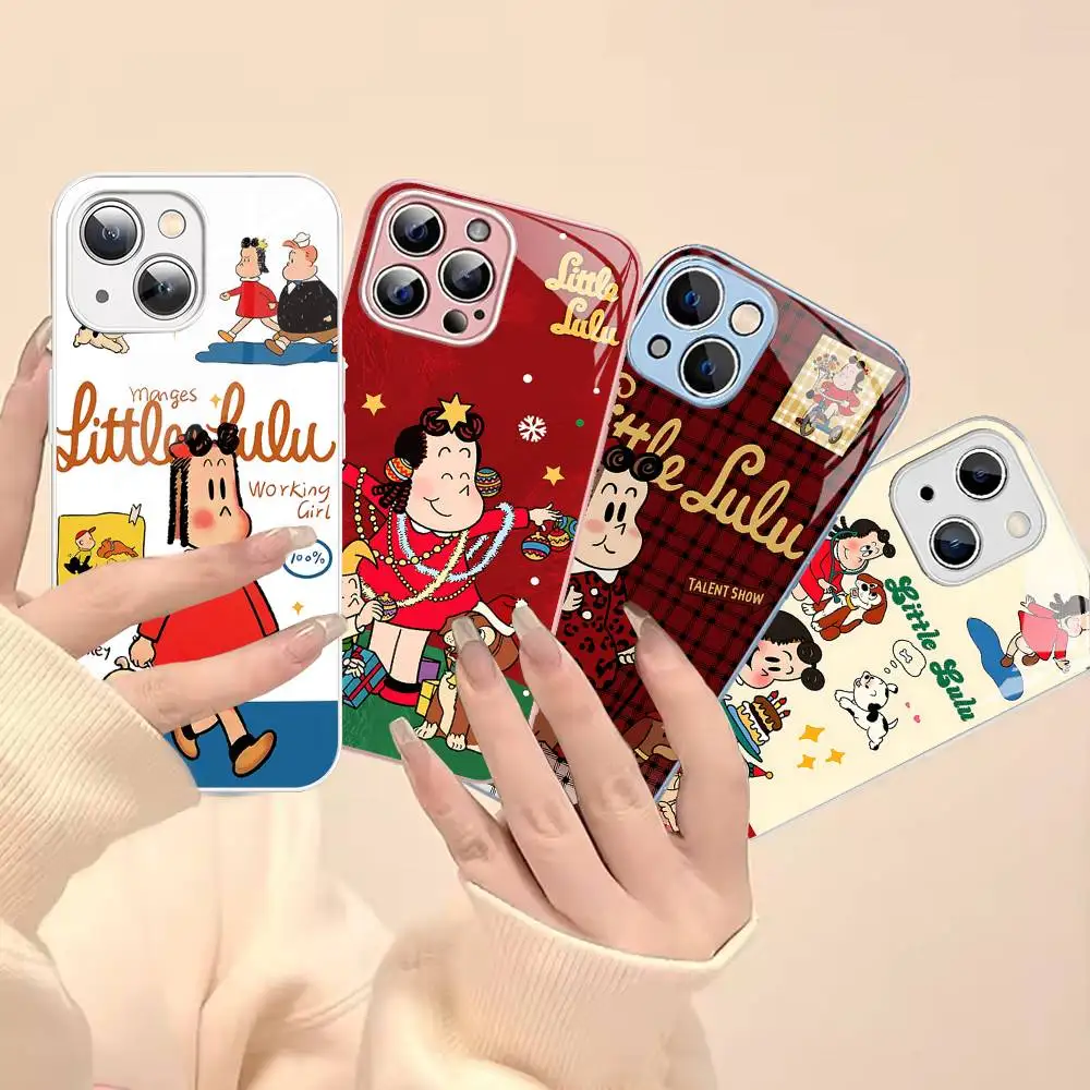 Cute Little Lulu For IPhone 14 13 12 Mini 11 Pro XS Max X XR 14 Plus Tempered Glass Cover