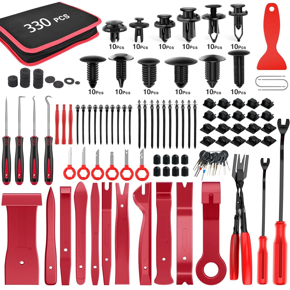 330pcs Trim Removal Tool Pry Tool Door Panel Removal Tool Kit Clip Tool Fasteners Removal Tool with Car Retainer Body Clips Set