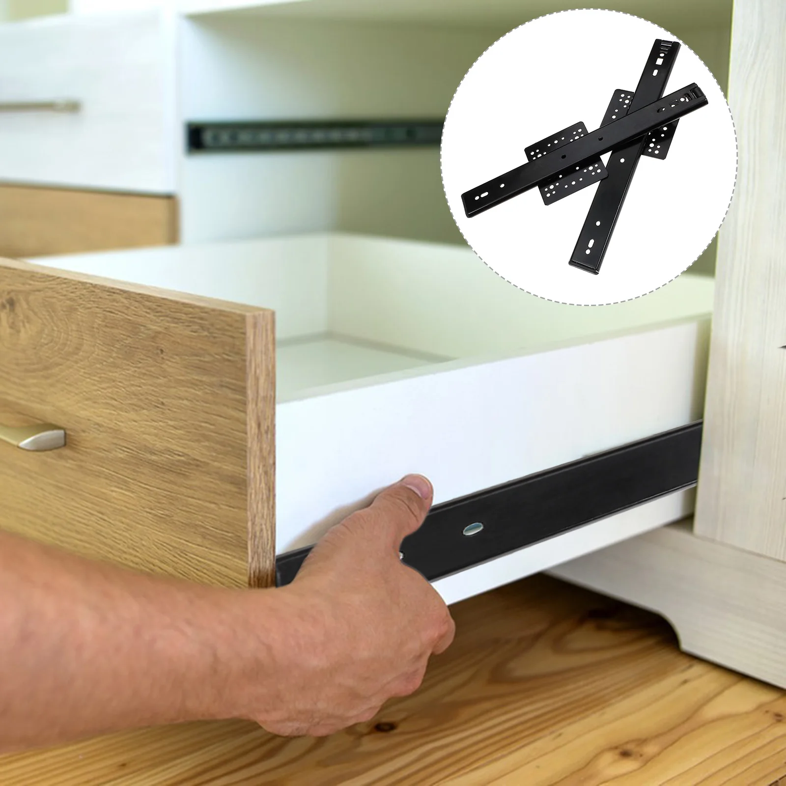 

2Pcs Cabinet Slide Rail Full Extension Drawer Glides Plastic Track Furniture Sliders Lightweight Silent Buffering Easy