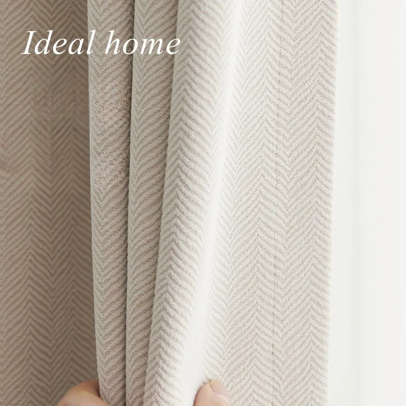 

Herringbone Pattern Chenille Blackout Curtain Fabric 2024 New Style Bedroom and Living Room Light Luxury Style curtains