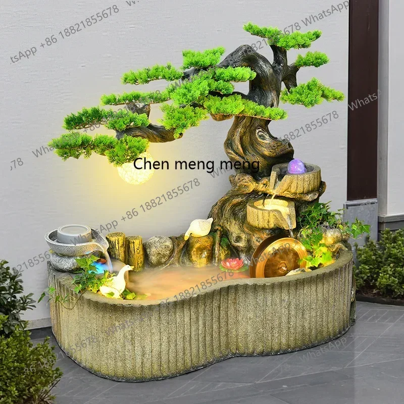 Asmt49lowing water fountain feng shui wheel balcony ornament, courtyard pastoral fish pond rockery landscaping, decoration