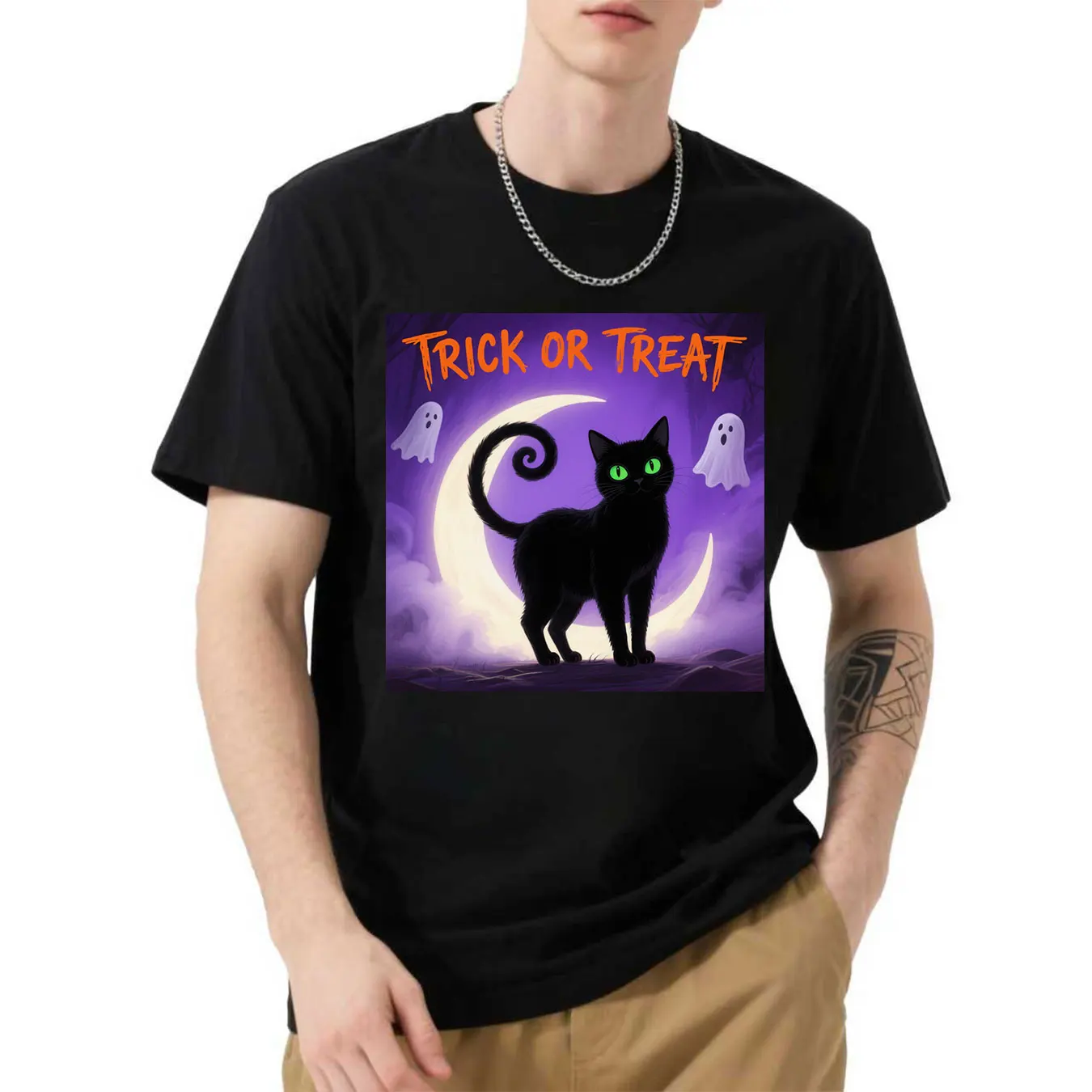 

Men's 100% Cotton High Quality Casual Sports Loose Oversized Funny Focus Print Round Neck Short Sleeved T-shirt Tops