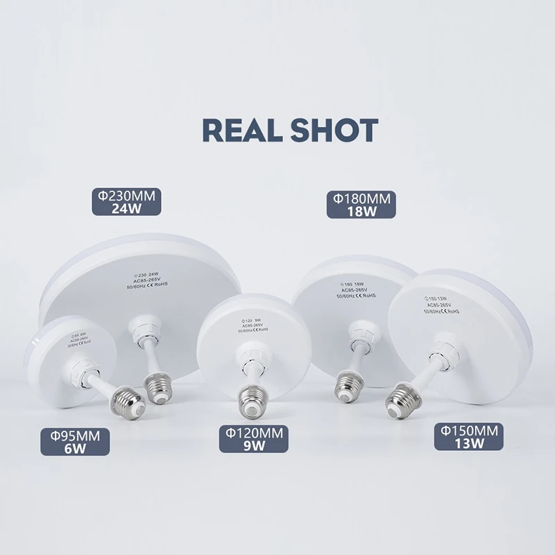 MARPOU 회전식 가정용 LED 전구, E27, 6W, 9W, 13W, 18W, 24W, 실내 냉온 화이트 스포트라이트, 주방 차고용