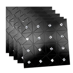Self Adhesive Mosaic Tile Sticker Black Peel and Stick Backsplash Bathroom Washbasin Living Room Ktv Decor Metal Wall Sticker 3d