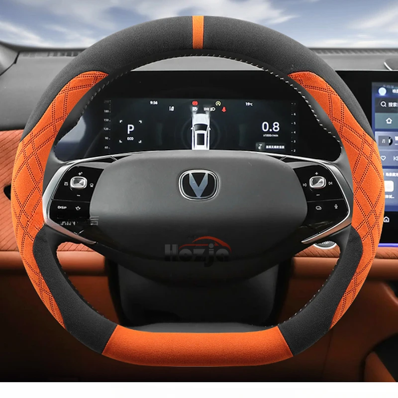 Capa de camurça para volante de carro, acessórios para changan cs35 plus cs15 cs95 cs85 corte uni t 2021 2022 2023 2024 2025 2026