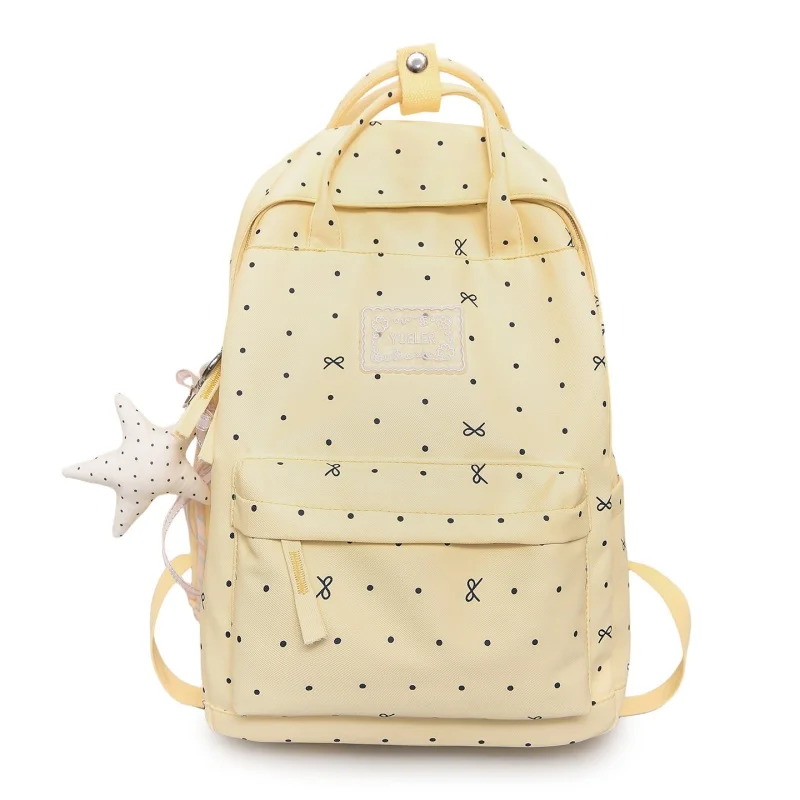 Kawaii Polka Dot Aesthetic Preppy Backpack Large Capacity Campus Travel Casual Daypack for Teens Women