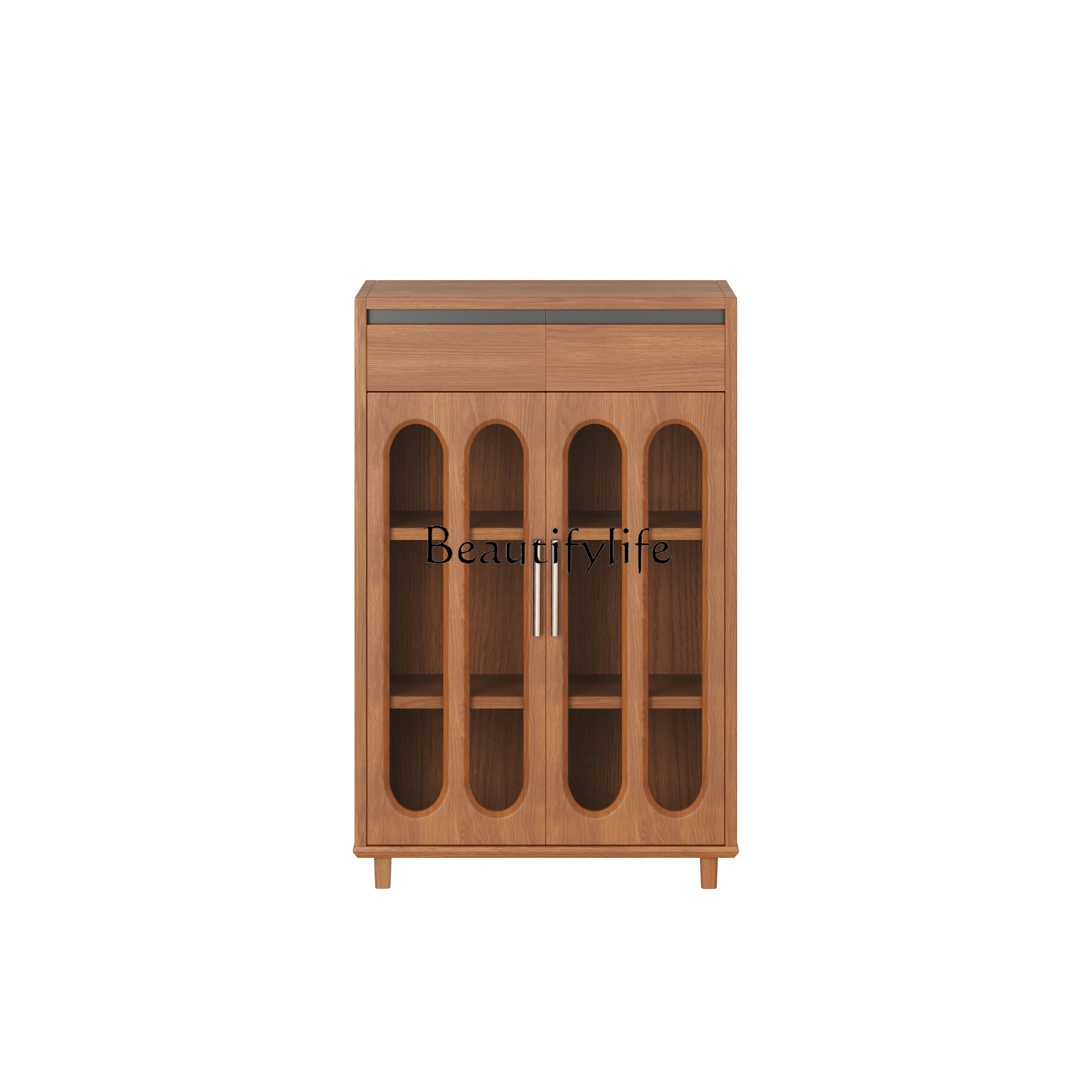 

Retro Solid Wood Sideboard Living Room and Kitchen Storage Integrated Wall Storage Wine Cabinet