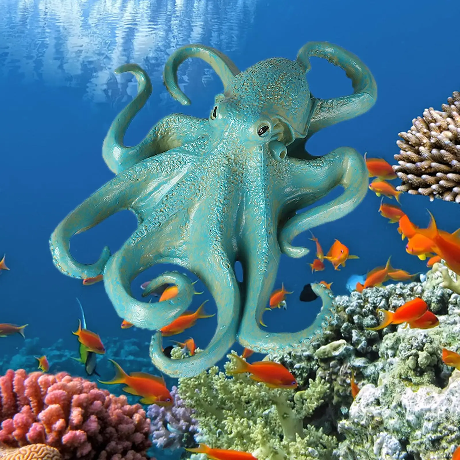 Ocean Animal Octopus Model Figures Playset Plastic for Desktop Decoration Blue Octopus A
