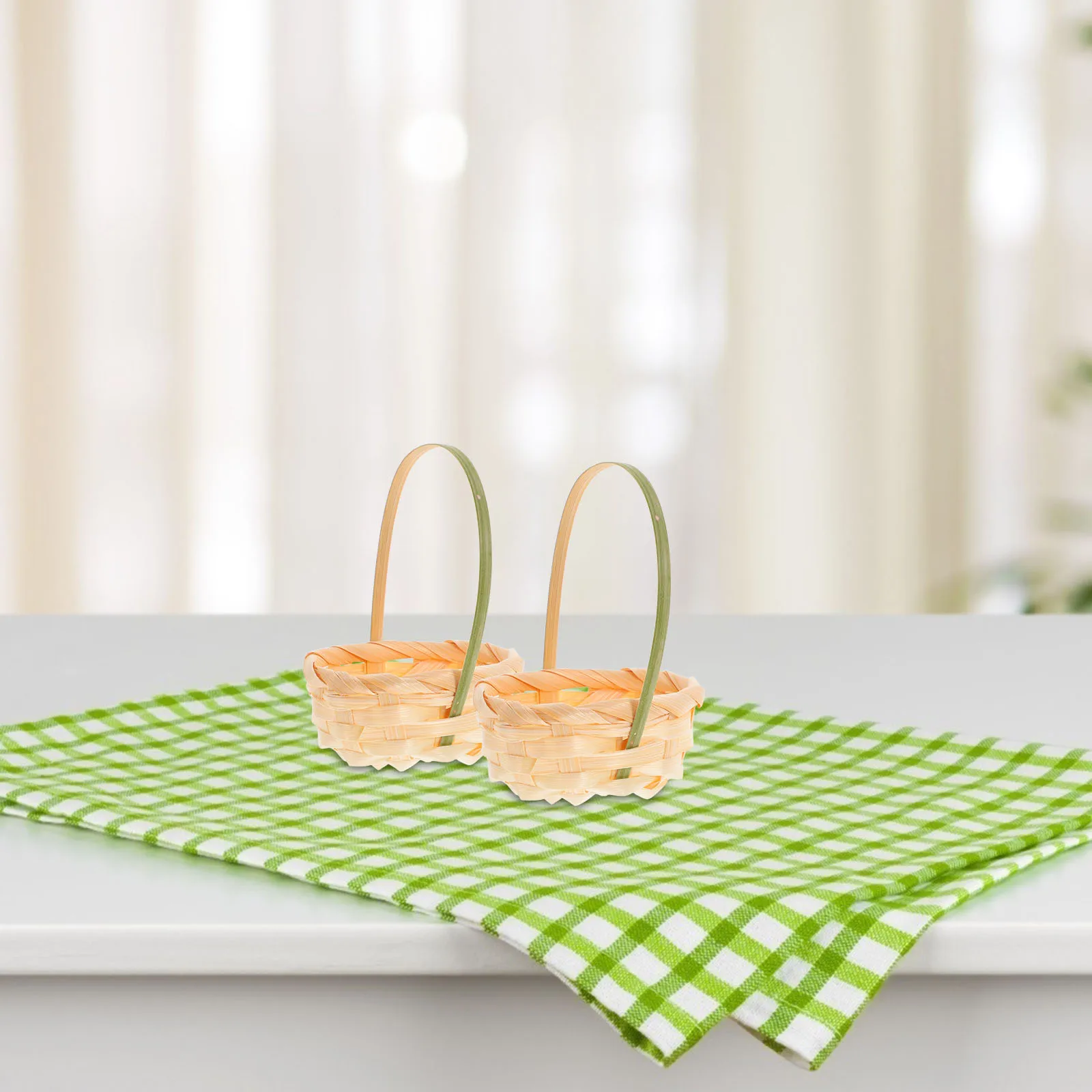 

6 pcs Mini Bamboo Woven Handmade Portable Kitchen Storage Organizer For Fruits Vegetables Wedding Dessert Bread Bins