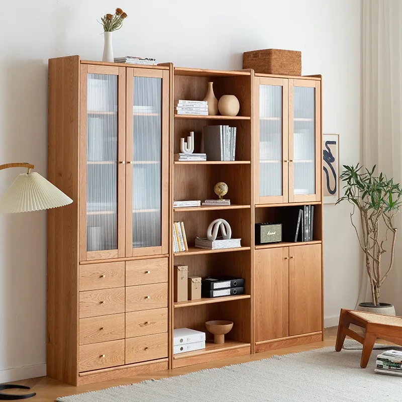 

Customizable Modern Simple Full Combination Bookcase Nordic Bookshelf Display Cabinet Glass Japanese Shelf