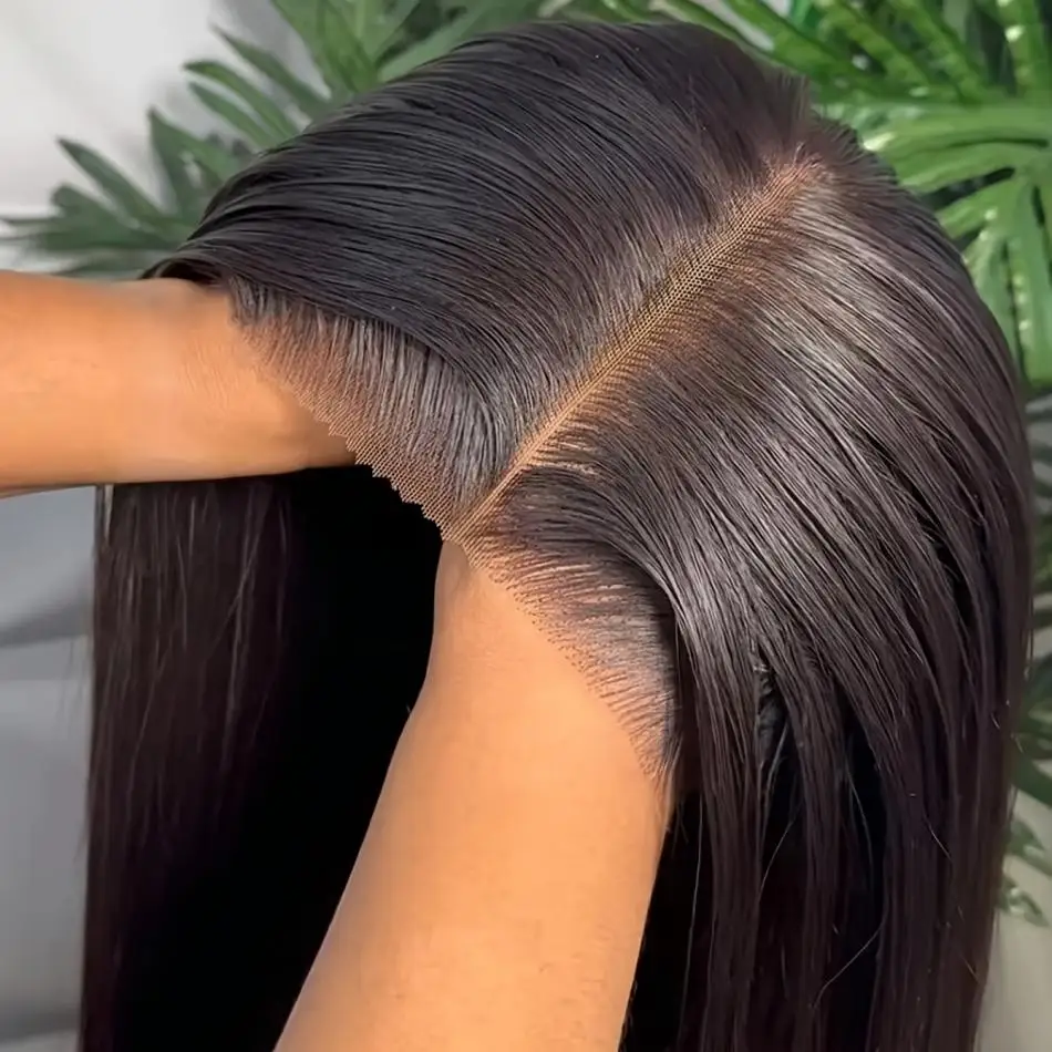 Perruques lisses en cheveux humains, sans colle, 4x4 5x5, pré-épilées, noires naturelles, pré-coupées, brésiliennes, 30 38 pouces, avec closure